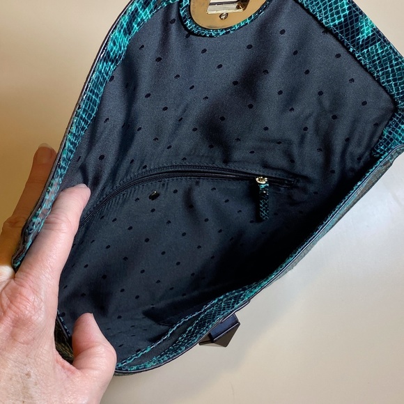 Kate Spade teal and black envelope clutch handbag - Picture 7 of 9